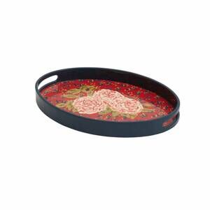 NEW LISA CORTI leopard flower lacquered tray in red